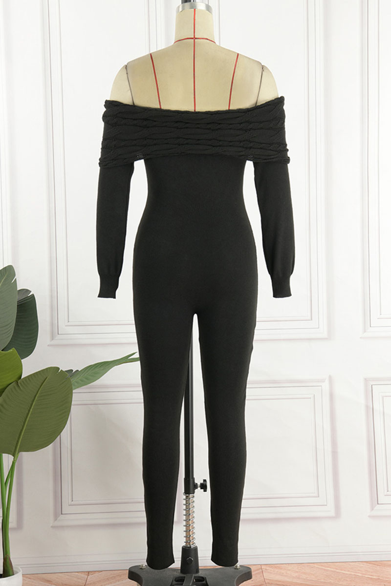 Fashion Street Solid Split Joint One Shoulder Jumpsuits(3 colors)