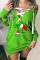Green Yellow Casual Print Bandage Hollowed Out Patchwork V Neck T-shirt Dress Dresses