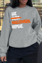 Grey Street Simplicity Print Letter O Neck Tops