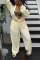 Cream White Street Solid Patchwork Cardigan Collar Long Sleeve Two Pieces