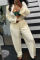 Cream White Street Solid Patchwork Cardigan Collar Long Sleeve Two Pieces