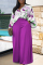 Purple Casual Print Patchwork Turndown Collar Plus Size Two Pieces