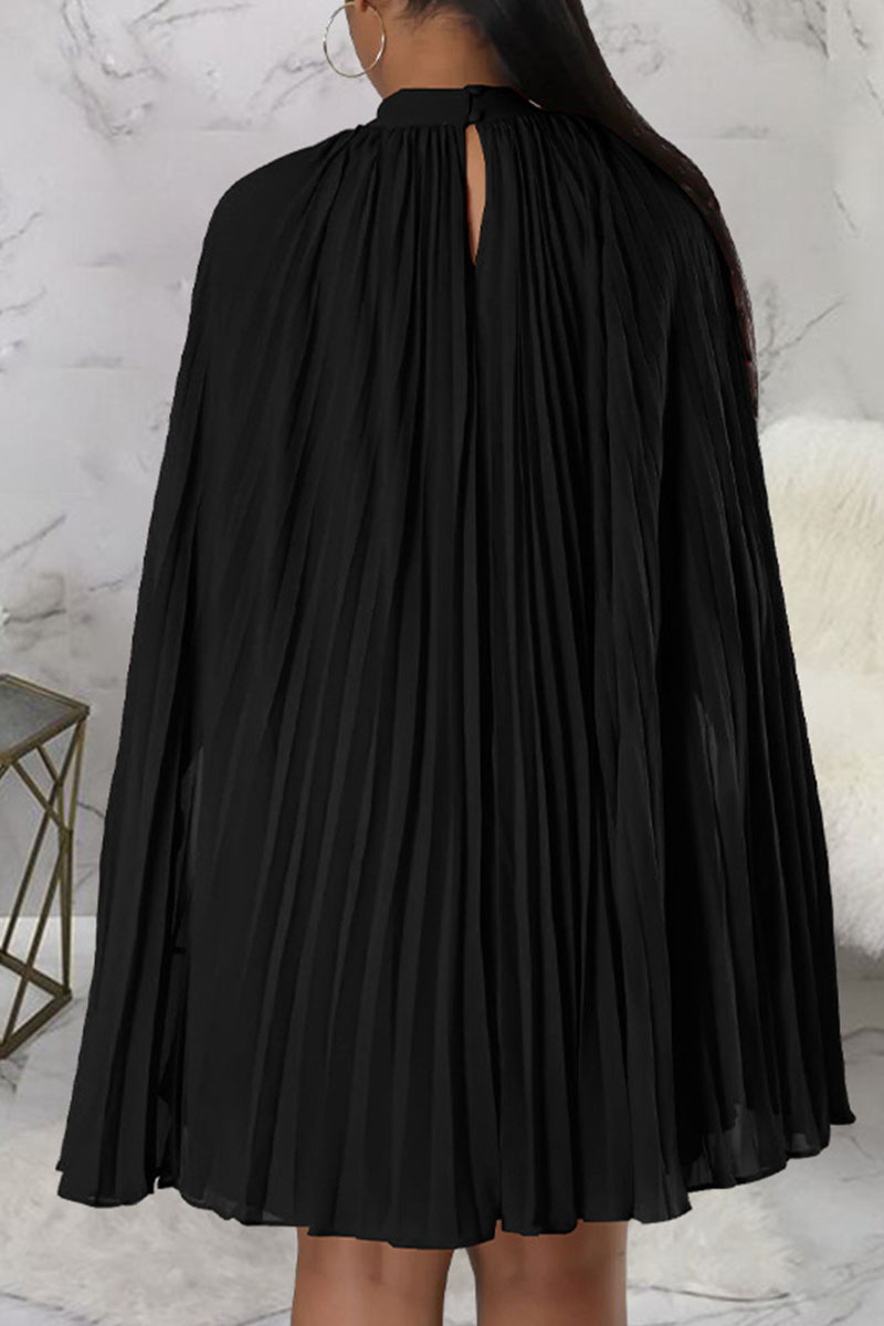 Casual Solid Patchwork Half A Turtleneck Straight Dresses