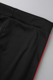 Black Casual Sportswear Print Patchwork Zipper Cardigan Collar Long Sleeve Two Pieces