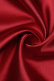Red Elegant Solid Patchwork Slit Strapless Evening Dress Dresses