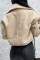 Beige Casual Solid Patchwork Cardigan Turndown Collar Outerwear