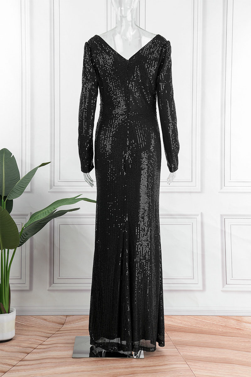 Trendy Blue Sexy Slit V-neck Evening Gown JTE892