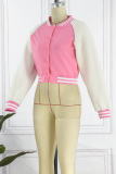 Pink Street Solid Buckle Cardigan Collar Outerwear