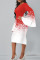 Red White Casual Print Patchwork O Neck One Step Skirt Dresses