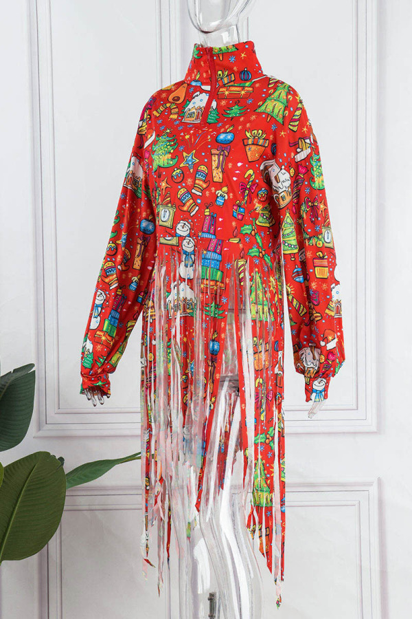 Casual Patchwork Contrast Turtleneck Tops main image 0