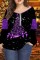 Purple Casual Print Patchwork V Neck Tops