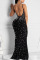 Rose Red Fashion Sexy Patchwork Hot Drilling Backless Spaghetti Strap Evening Dress