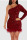 Burgundy Sexy Solid Sequins Patchwork Feathers Oblique Collar Pencil Skirt Dresses