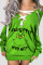 Olive Green Casual Print Bandage Hollowed Out Patchwork V Neck T-shirt Dress Dresses