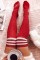 Red Casual Daily Striped Patchwork Hot Drill Sock