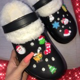 Black Casual Living Hollowed Out Patchwork Round Keep Warm Comfortable Shoes