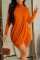 Burgundy Sexy Solid Patchwork Asymmetrical Turtleneck Long Sleeve Dresses