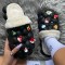 Black Casual Living Patchwork Round Keep Warm Comfortable Shoes
