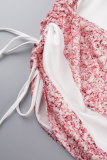 Pink Casual Print Wapiti Fold One Shoulder Pencil Skirt Dresses