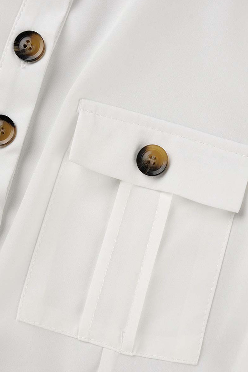 Casual Solid Pocket Turndown Collar Straight Jumpsuits