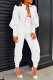 White Casual Solid Patchwork Mandarin Collar Long Sleeve Two Pieces