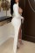 Yellow Sexy Solid Patchwork See-through Hot Drill V Neck Long Sleeve Two Pieces