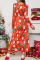 Fluorescent Red Elegant Geometric Print Frenulum V Neck A Line Dresses