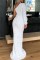 White Sexy Formal Patchwork Sequins Backless O Neck Evening Dress Dresses
