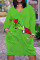 Fruit Green Casual Print Patchwork V Neck Straight Dresses