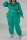 Green Casual Solid Patchwork Zipper Collar Plus Size Two Pieces