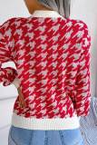 Red Casual Patchwork O Neck Tops