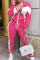 Pink Street Solid Draw String Turndown Collar Long Sleeve Two Pieces