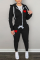 Black Street Print Draw String Hooded Collar Long Sleeve Two Pieces