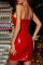 Red Sexy Solid Patchwork Backless Spaghetti Strap Sleeveless Dress Dresses