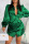 Green Casual Solid Patchwork Draw String Buckle Turndown Collar Shirt Dress Dresses