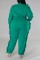 Black Casual Solid Patchwork Zipper Collar Plus Size Two Pieces