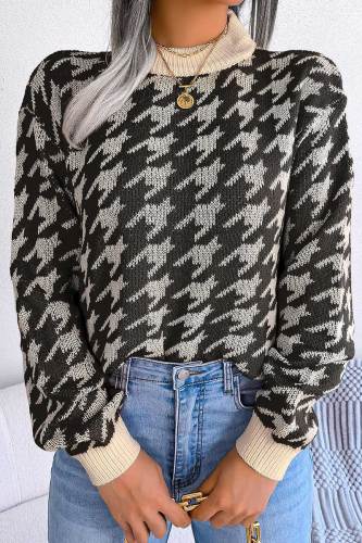Black Gray Casual Patchwork O Neck Tops