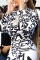 White Casual Print Basic O Neck Long Sleeve Two Pieces