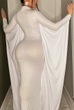 White Sexy Solid Solid Color Half A Turtleneck One-piece Suits Dresses