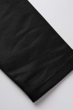 Black Casual Solid Patchwork Oblique Collar Irregular Dress Dresses