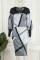 Grey Casual Print Patchwork V Neck Long Sleeve Dresses