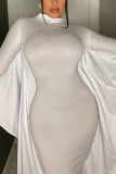 White Sexy Solid Solid Color Half A Turtleneck One-piece Suits Dresses