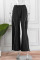 Black Casual Street Sportswear Solid Patchwork Loose Mid Waist Wide Leg Solid Color Bottoms