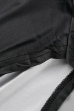 Black Sexy Print Patchwork Slit Half A Turtleneck Pencil Skirt Dresses