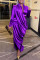 Purple Sexy Casual Solid Fold Mandarin Collar Long Sleeve Dresses