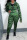 Army Green Casual Camouflage Print Patchwork Zipper Long Sleeve Two Pieces