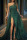 Green Elegant Solid Patchwork Slit Oblique Collar Evening Dress Dresses
