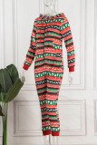 Red Casual Print Patchwork Hooded Collar Regular Jumpsuits