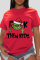 Red Casual Vintage Print Patchwork Letter O Neck T-Shirts