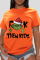 Red Casual Vintage Print Patchwork Letter O Neck T-Shirts
